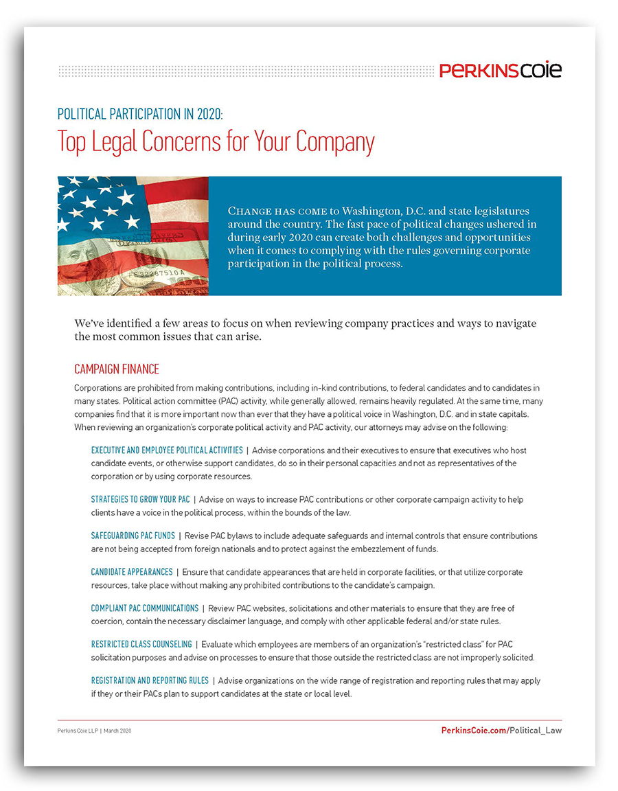 Image of PDF of Political Participation in 2020: Top Legal Concerns for Your Company
